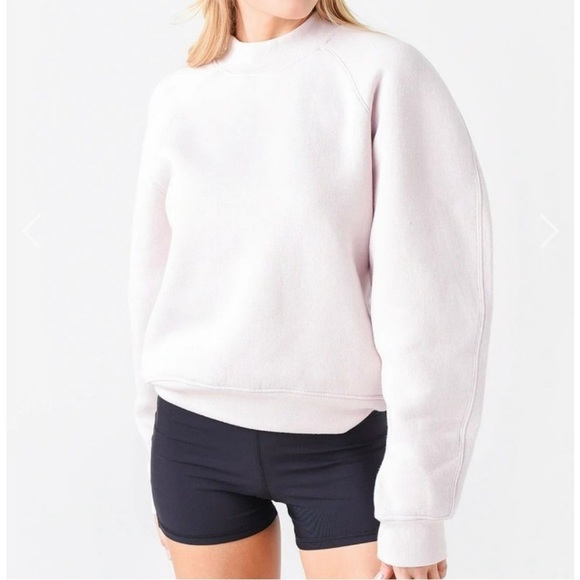 AGOLDE Tarron Mock Neck Sweatshirt Raglan Sleeve Pullover Cream Sz L NEW - Picture 2 of 14